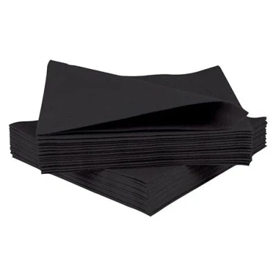 Image of Black Disposable Napkins 40cm Linen Feel Luxury Airlaid Paper Pack of 50