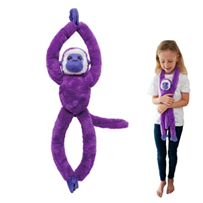 Image of EcoBuddiez Tree Huggers Purple Squirrel Monkey from Deluxebase. 72cm Hanging soft toy made Recycled Plastic Bottles. Eco friendly and cuddly plush perfect gift for kids.