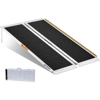 Image of Wheelchair Ramps 4FT, gardhom Foldable for Wheelchairs Portable Aluminum 362kg Capacity Ramp Home Entrance Threshold Doorways