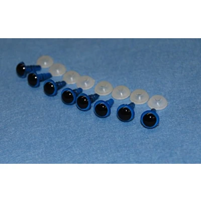 Image of celloexpress Pack of 4 Pairs BLUE Eyes with Plastic Backs 10mm Safety for Soft Toys or Teddy Bears
