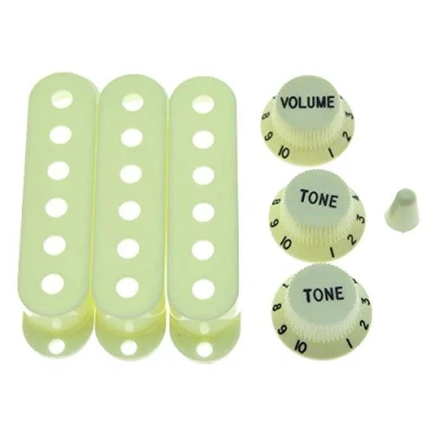 Image of KAISH Mint Green ST Strat Pickup Covers Knobs and 5 Way Switch Tip Cap