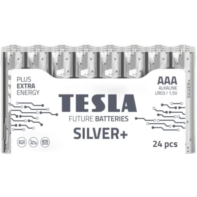 Image of TESLA BATTERIES SILVER+ AAA High Performance Alkaline Batteries, Micro Pencil 10 Year Shelf Life, A Long lasting Battery Leak free, LR03, 24 count [Pack of 1]
