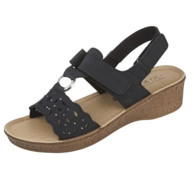 Image of Jo &amp; Joe Ladies Faux Leather T Bar Diamante Lightweight Sandals Black UK 3