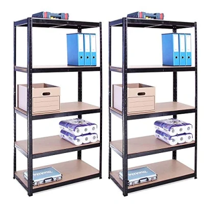 Image of ANSIMIDA 2 Set/Garage Shelving Units: 180cm x 90cm 40cm Heavy Duty Racking Shelves For Storage 5 Tier (175KG Per Shelf), 875KG Capacity Workshop, Shed, Office, Black