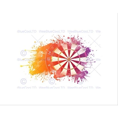 Image of Wee Blue Coo Sport Darts Paint Splash Splatter Dartboard Wall Art Print