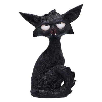 Image of Nemesis Now Kit 21cm, Resin, Black, Whimsical Cat Figure, Silly Black Ornament, Collectable Giftware, Cast in the Finest Expertly Hand Painted