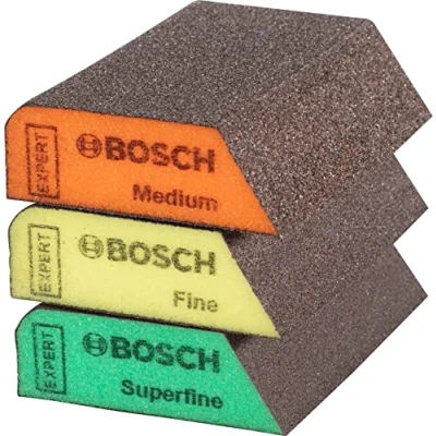 Image of Bosch 3x EXPERT S470 Combi Blocks (for Paint on wood, Softwood, Ø 69 x 97 26 mm, Medium/Fine/Superfine, Professional Accessory Hand Sanding)