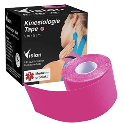 Image of Vision Kinesiology Tape I 5 cm x m Medical Device Super Skin Friendly Extra Strong Hold Elastic Breathable Waterproof (Pink)