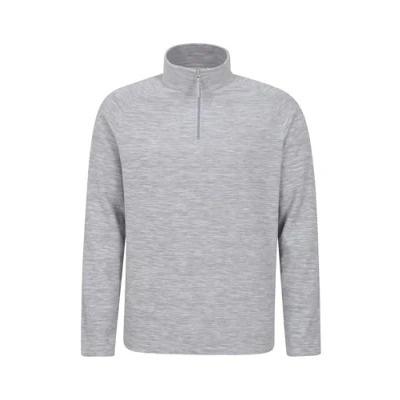 Image of Mountain Warehouse Snowdon Mens Micro Fleece Top Warm, Breathable, Quick Drying, Zip Collar Sweater, Soft &amp; Smooth Pullover For Autumn Winter, Travelling, Walking Light Grey 4XL