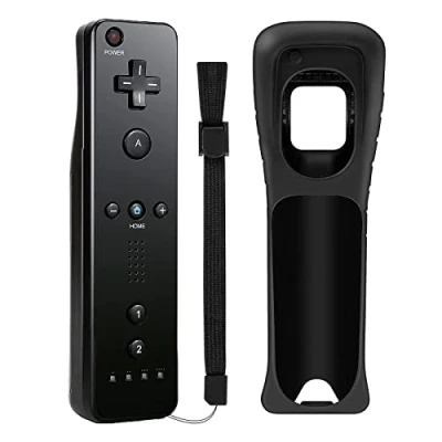 Image of PENYUY Remote Controllers for Wii,Replacement Game Controller Compatible with Nintendo Wii/Wii U, Silicone Case and Wrist Strap (BLACK)