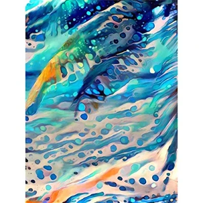 Image of Wee Blue Coo Tropical Beach Seaside Waves Abstract Art Print Poster Wall Decor 12X16 Inch