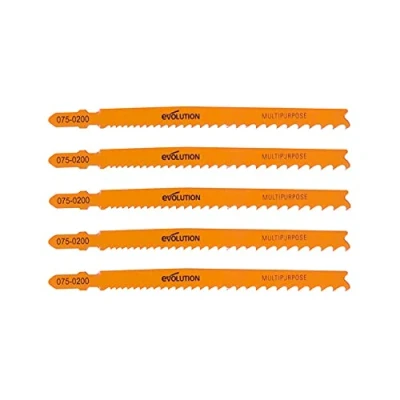 Image of Evolution Power Tools 075 0200 Multi Purpose Jigsaw Blades (Pack of 5),Orange