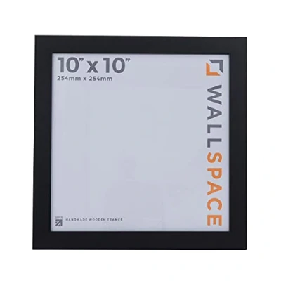 Image of Wall Space 10x10 Black Frame Picture REAL Solid Wood Frames 10 x inch Wooden Square Photo with GLASS 25x25cm
