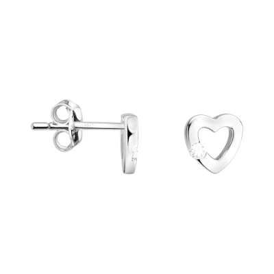 Image of SOFIA MILANI Women&#039;s Earrings 925 Silver With Zirconia Stones Heart Stud Earring E0356