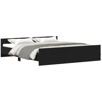 Image of vidaXL Bed Frame without Mattress Black Oak 180x200 cm Engineered Wood