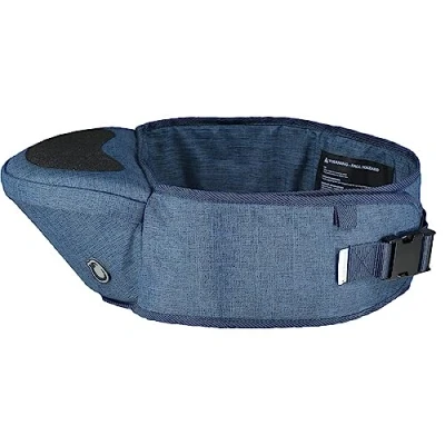 Image of Hippychick Hipseat Baby Carrier, Lightweight Back Saving Support Waist Stool, Adjustable Strap, Can Carry 6 36 Months Child, Denim Blue