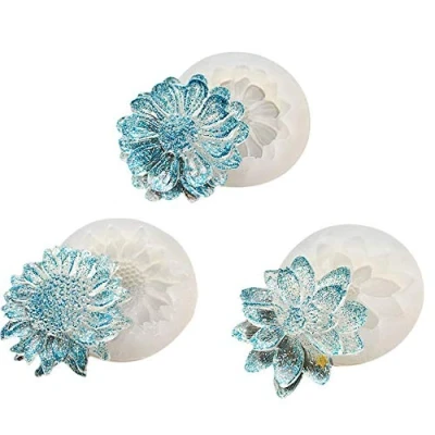 Image of PENKOHOME 3 Pcs Resin Molds Flower Silicone Casting 3D Blossoms Jewelry Pendant Mould Mold Epoxy for DIY Gift Necklace Craft Making