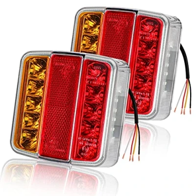 Image of AOHEWEI 2Pcs Trailer Rear Tail Lights 18LEDs 12V Turn Stop Reflector License Plate Light IP67 Waterproof Mutil Function Truck Caravan Van Boat Lamp E Mark