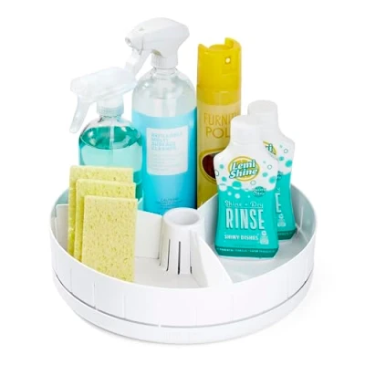 Image of YouCopia SinkSuite Under Sink Turntable with Adjustable Dividers, Lazy Susan Organiser for Kitchen Cupboard or Bathroom Storage