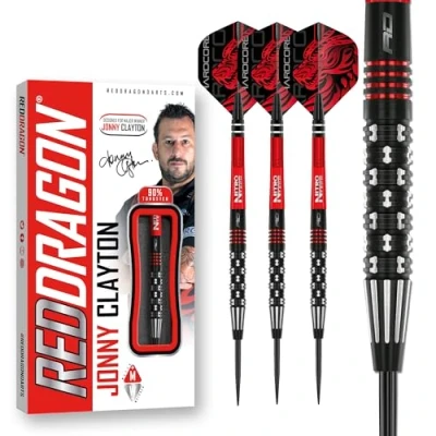 Image of RED DRAGON Jonny Clayton PL Special Edition 22 Gram Tungsten Darts Set with Flights and Shafts (Stems)