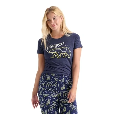 Image of Little Blue House Women&#039;s Short Sleeve Tee Pyjama Top Pajama, Stargazer, X Large