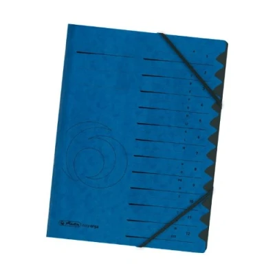 Image of Herlitz Colorspan Part File Manilla Elasticated with Index Tabs 12 A4 Blue Ref 10843316