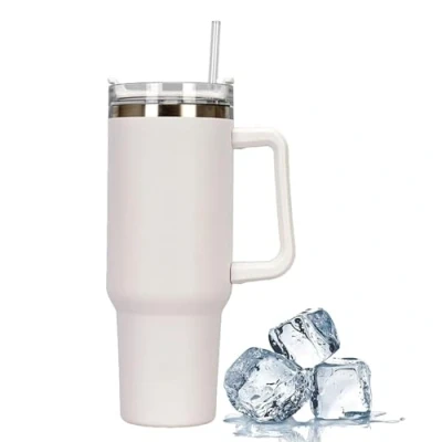 Image of Somerway 1182ml Travel Mug 40oz Tumbler with Straw and Lid, Stainless Steel Double Wall Vacuum Insulated for Hot Cold Coffee Handle On The Go