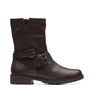 Image of Clarks Women&#039;s Clarkwell Mid Fashion Boot, Dark Brown, 5 UK