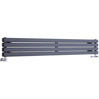 Image of Milano Aruba Anthracite Horizontal Double Oval Panel Radiator 236mm x 1600mm