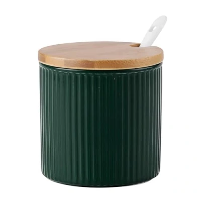 Image of Dowbom Sugar Bowl With Lid And Spoon, Jar, Pot, Dish, Storage Container (Green)