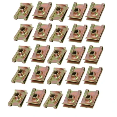 Image of Sourcingmap 25pcs Iron Speed Fastener U Nut Clip Brass Tone for M6 Screw Bolt