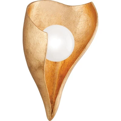 Image of Moonstone 1 Light Wall Sconce Vintage Gold Leaf