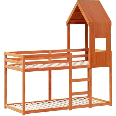 Image of vidaXL Bunk Bed without Mattress Wax Brown 75x190 cm Small Single Solid Wood Pine