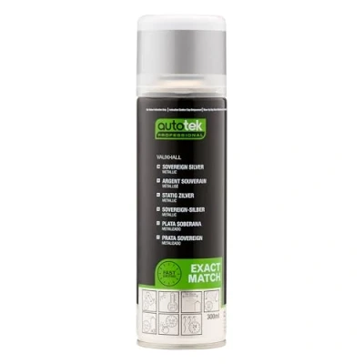 Image of Autotek Professional Exact Match Car Spray Paint, Vauxhall Sovereign Silver Metallic Aerosol Spray, 300 ml