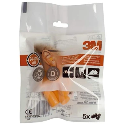 Image of 3M 1100 Foam Roll Down Ear Plug, Orange, Pack of 5
