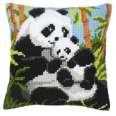 Image of Vervaco Panda Cross Stitch Cushion, Multi Colour