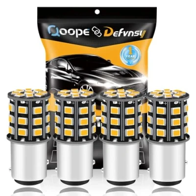 Image of DEFVNSY Pack of 4 1157 BAY15D LED light Bulb, 2057 2357 7528 Super Bright Amber/Yellow 12 24V DC 2835 33SMD Replacement Bulbs for Car turn signal lights Tail Motorcycle