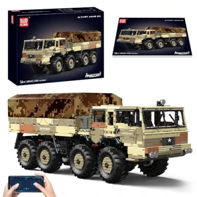Image of Mould King 20040 MOC Technology Heavy Military Truck Building Toys APP Remote Controlled Transport Vehicle 8x8 Off Road Clamp Blocks Kit Model (4733+Parts)