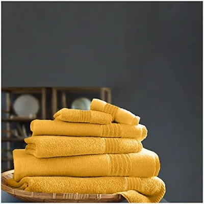 Image of GC GAVENO CAVAILIA 100% Egyptian Cotton Towels, Super Soft Pack Of 4 Bath Sheets, 450 GSM Highly Absorbent &amp; Quick Dry Towel, Ochre, 80X140 Cm