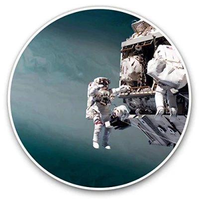Image of Vinyl Stickers (Set of 2) 10cm Space Station Astronaut NASA Rocket Decals for Laptops,Tablets,Luggage,Scrap Booking,Fridges, 8139