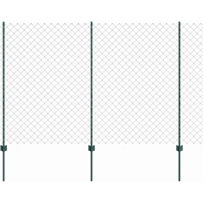 Image of vidaXL Chain Link Fence with 10 U Posts Green 1.5x10 m Steel