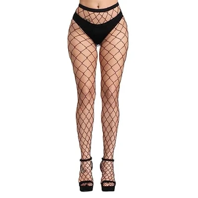 Image of Simply Joshimo Womens Wide Whale Net Black Fishnet Tights Large Diamond Hole Pantyhose