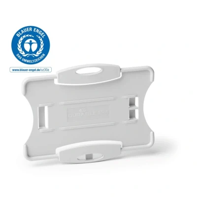 Image of Durable Eco Friendly ID Card Badge Holder Grey Recycled Plastic &amp; Blue Angel Certified Holds 1 Security Pass Pack of 10