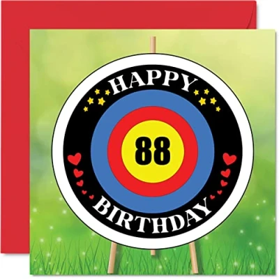 Image of Fun 88th Birthday Cards for Men Woman Target Age Happy Card Dad Mum Great Grandad Grandpa Nanny Grandma Gran Uncle Auntie, 145mm x Greeting Cards, Playful