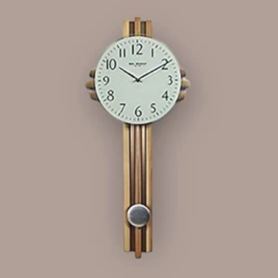 Image of Wm Widdop Contemporary 75cm Wood Cross Design Wall Clock with Pendulum