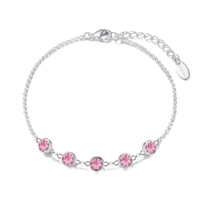 Image of Philip Jones Pink Crystal Chain Bracelet Created with Zircondia® Crystals