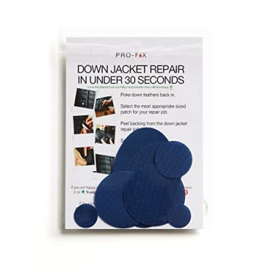 Image of PRO FIX: Easy to Use Down Jacket Repair Patch Kits Pre Cut, Self Adhesive, Waterproof, Tear Resistant Patches for Repairing Clothing, Sleeping Bags, Tents, Outdoor Gear Dark Blue