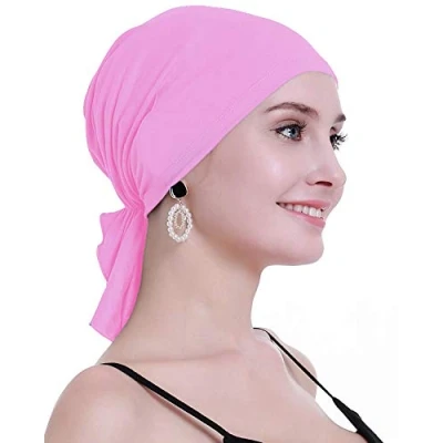 Image of osvyo Bamboo Chemo Headscarf for Women Hair Loss Cancer Slip On Headwear Turbans Hats caps Sealed Packaging Rust RED