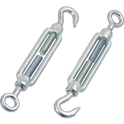 Image of M6 x 110mm Eye &amp; Hook Steel Turnbuckle Wire Tensioner Strainer Closed Threaded (Pack of 2)