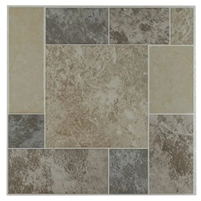 Image of Nexus Self Adhesive 12 Inch Vinyl Floor Tiles, 20 Tiles 12&quot; x 12&quot;, Marble Blocks Pattern Peel &amp; Stick, DIY Flooring for Kitchen, Dining Room, Bedrooms Bathrooms by Achim Home Decor